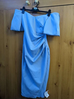 £10 • Buy ASOS Blue Dress Size 10 New With Tags, Leg Slit Dress Over The Shoulder Sleeve