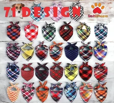 Tartan Dog Bandana Over On Neckerchief Gift UK Cat Rabbit Pet  Neck Scarf NEW • £3.45