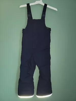 Boys Hanna Andersson Blue Reflective Ski Snow Pants Overall Bibs Size 120 6 7 • $25