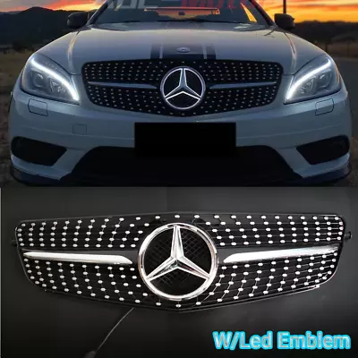 Chrome Front Grille Grill W/Led Star For Mercedes Benz W204 C-CLASS C350 2008-14 • $71.69