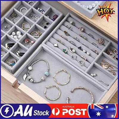 Velvet Stackable Jewelry Tray Box Jewelry Display Storage Box Portable Organizer • $11.49