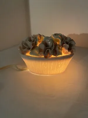 Vintage I.W. Rice Co. Porcelain Lamp Night Light Made In Japan Basket Of Flowers • $24.99