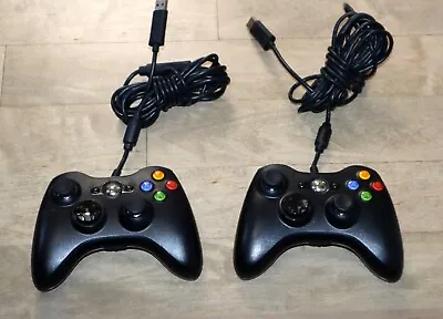 $58.99 • Buy Xbox 360 Controller | (x2) Black OEM Microsoft Original USB PC Wired Controllers