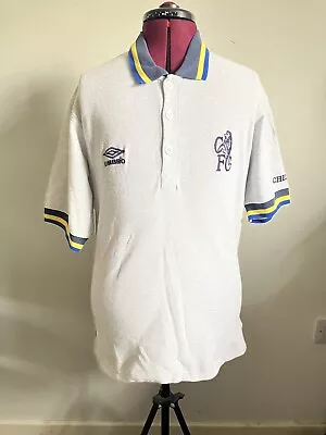 Chelsea Football Club Umbro 1997/98 Training Polo Shirt Grey Mens Size Medium • £24.99