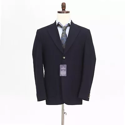 Bespoke 42R Navy Sport Coat Blazer Jacket Solid 2B Wool • $74.99