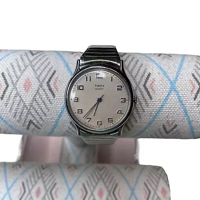 Timex Watch Quartz Women  Silver Tone Stretch Band Needs Battery • $12