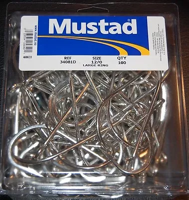 100 Mustad 34081D Size 12/0 Saltwater Big Game Hooks Do It Jig Molds 34081D-120 • $99.99