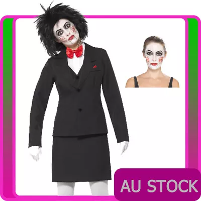 Ladies Saw Jigsaw Creepy Costume Billy Halloween Movie Horror Scary Puppet • $44.64