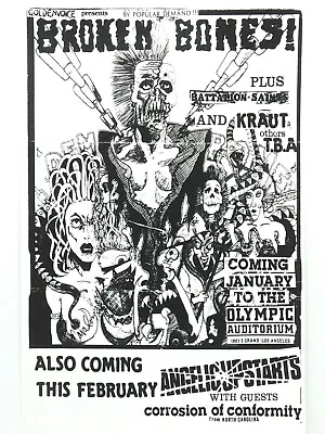 $14.95 • Buy Broken Bones Battalion Of Saints Kraut The Olympic Rare La Punk Concert Poster