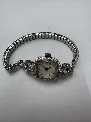 VINTAGE Longines 10% IRC PLATINUM LADIES 0.50Ct Diamond WATCH - NOT WORKING • $499.99