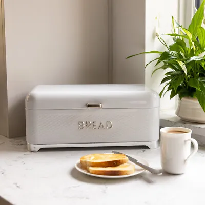 KitchenCraft Lovello Textured Bread Bin - Ice White • £33