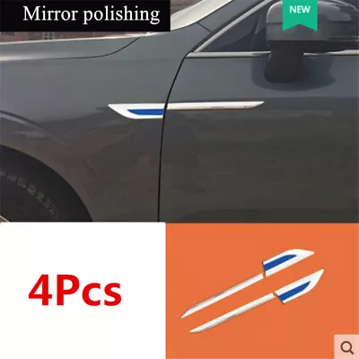 Car Side Body Door Fender Trim Cover Mirror Polishing Stainless Steel Chrom Blue • $18.80