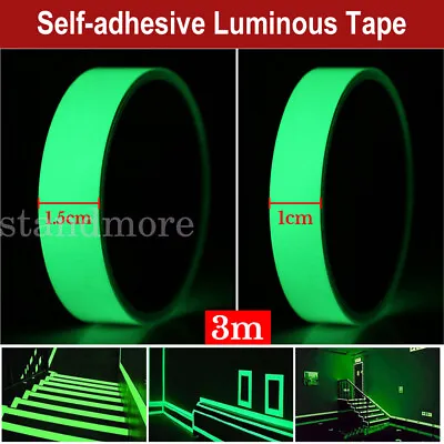 Luminous Tape Fluorescent Glow In Dark Wall Decorative Self Adhesive Sticker • £2.45