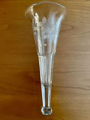 Antique CAR AUTO BUD VASE Etched Clear Glass Flowers  - Excel. • £30.88