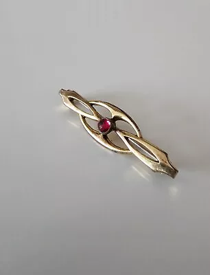 Vintage Charles Horner Rolled Gold 4cm Pin Brooch With Single Red Stone.  • £25