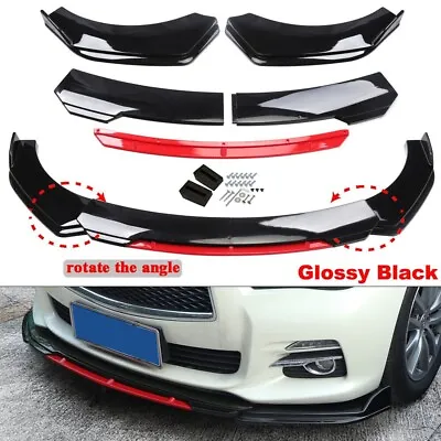 Car Front Bumper Spoiler Splitter Lip Protector Guard Decorative Red Trim Kit • $48.99