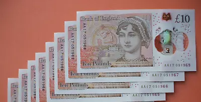 Bank Of England: £10  X  4   AA17Uncirculated Polymer £10 Banknotes • £60