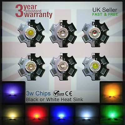£1.49 • Buy 3W Epistar Bridgelux Epileds LED Grow Aquarium Lights PCB Heat Sink Chips DIY