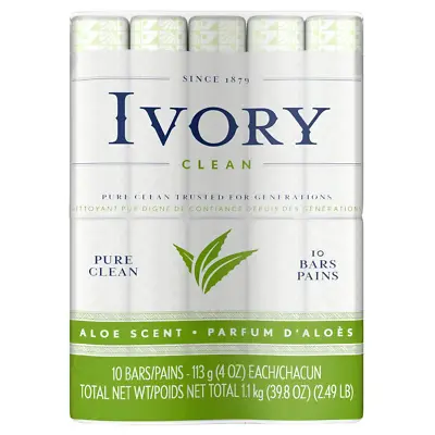 Ivory Bar Soap Aloe Scent 4.0 Oz 10 Count • $10.39