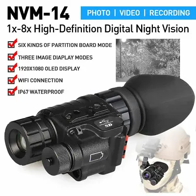 NVM-14 Helmet Mounted Night Vision Monocular HD Digital Infrared Goggles Hunting • $1129.99