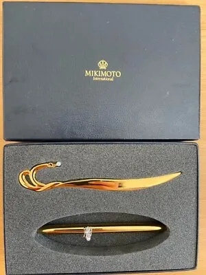 MIKIMOTO Ballpoint Pen Bookmark Set Gold Pearl • $109.71