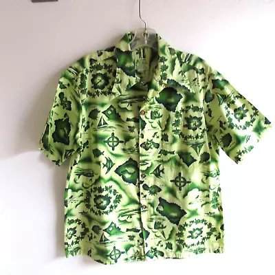 Vintage Ui-maikai Shirt Hawaiian No Size L-XL? Green 100% Cotton • $64.99