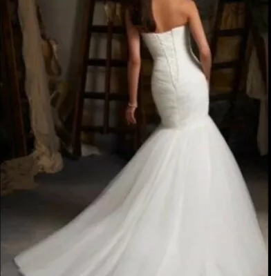 Mori Lee 5108 Wedding Dress Figure Flattering Corest Lacing Size 8 Ivory • $314.99