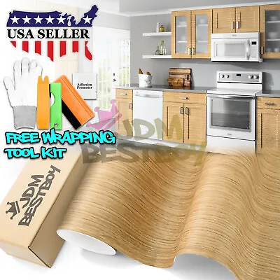 Oak Wood Textured Grain Decal Vinyl Wrap Sticker For Furniture Kitchen #1393 • $10