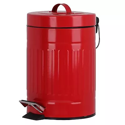 Mini Metal Pedal Bin Round Step Pet Trash With Lid And Handle Small Garbage • $59.99