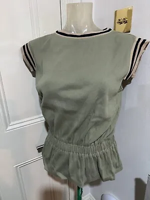 Authentic Chanel Khaki Green T Shirt Top Sz FR 36 UK 8 • £199