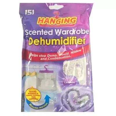 1 X Hanging Scented Wardrobe Dehumidifier Lavender Fragrance • £5.70