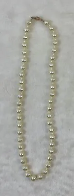 Vtg Tied Pearl Necklace 18  Costume Statement Piece Gold Tone Clasp Grannycore • $14.32