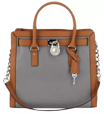 🌞michael Kors Large Hamilton Frame Out Steel Gray Acorn Leather Tote Bag🌺nwt! • $232.49