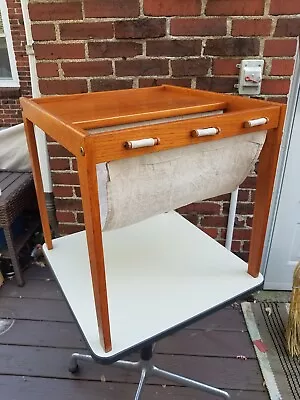 Vintage Mid Century Danish Modern Teak Side End Table Magazine Rack Bent Silberg • $149.99