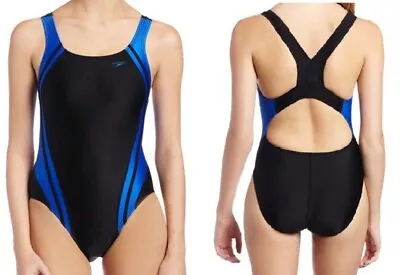 SPEEDO Black With Blue Sides Race Quantum Splice Super Pro 1pc 10/36 Swimsuit  • $34.88