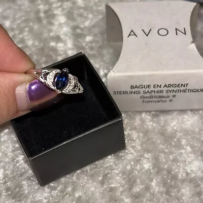 Avon Sapphire Ring In Sterling Silver Metal  .925 Stamped Size 9 • $20