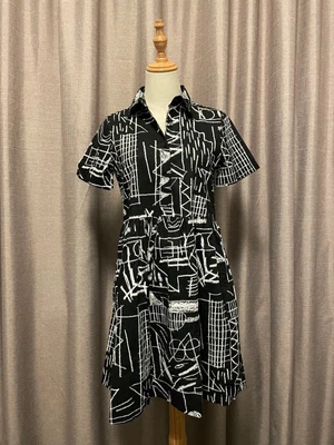 $65.99 • Buy GORMAN Atelier Bingo Organic Cotton Black & White Dress AU Size 6