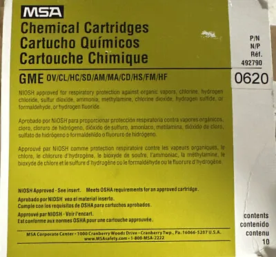 Box Of 10 MSA Multi Gas Chemical Cartridges 492790  Comfo Respirator GME • $39.90