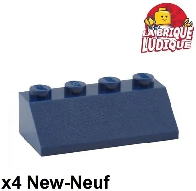 Lego - 4x Slope Brick Gradient Angled 45 2x4 Blue Dark / Dark Blue 3037 New • $3.98