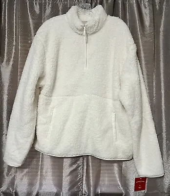 Wondershop Men’s White Quarter Zip Sherpa/Fleece Pullover Jacket Size Large New • $20