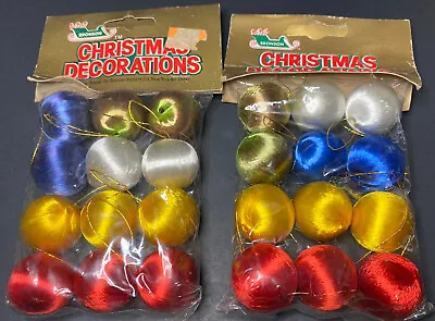 Vintage Bronson Satin Unbreakable Mini Christmas Ornaments Ball 24 Pcs. Assorted • $13.95