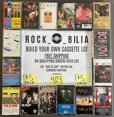 ALL $5 80's-90's ROCK POP BUY 5 & GET FREE SHIPPING BUILD YOUR CASSETTE TAPE LOT • $5