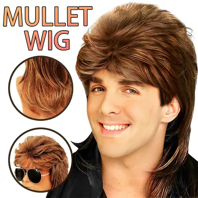Mullet Wig Hair Costume Party Dress Up 70s 80s Aussie Bogan Rock - Golden Blonde • £8.99