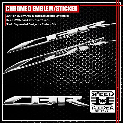$13.95 • Buy 3d Decal Emblem Logo Fuel Tank/fender Sticker For Cbr 600/900/1000 Chrome Silver