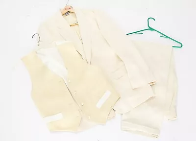 Men's Claiborne Suit Color Off White  Size 44L 52% Linen 48% Cotton  NICE!! • $89.99