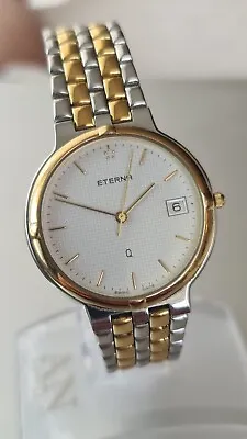 £195 • Buy Mens Vintage ETERNA 260.2162.40 Bicolour Stainless Steel Quartz Wristwatch 35mm
