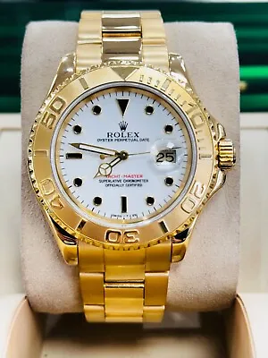 Rolex Yacht-Master 16628 18k Yellow Gold Oyster Bracelet Gold Bezel Watch • $23900