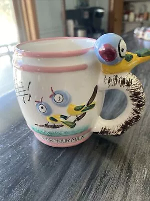 Vintage 1950’s Whistle For Your Milk Child's Cup By Ross Products Bird On Cup • $16