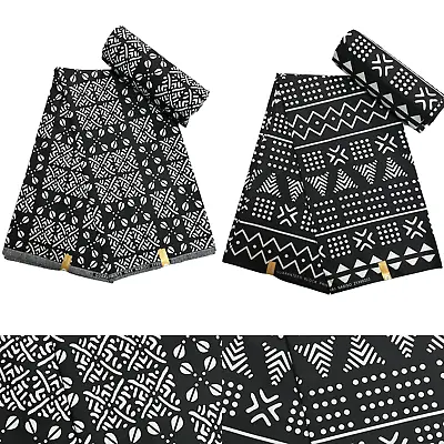 £16.98 • Buy African Art Print Fabric Ethnic PolyCotton Yards Sawing Material Black And White