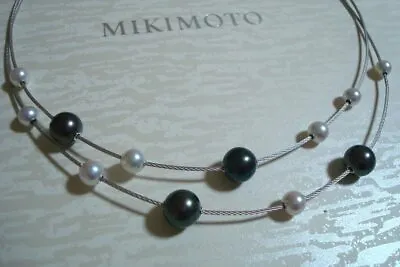 Authentic  Mikimoto  Tahitian Pearl 9.2- 8.6mm  Akoya Pearl 6.2-5.5mm  Necklace • $2999